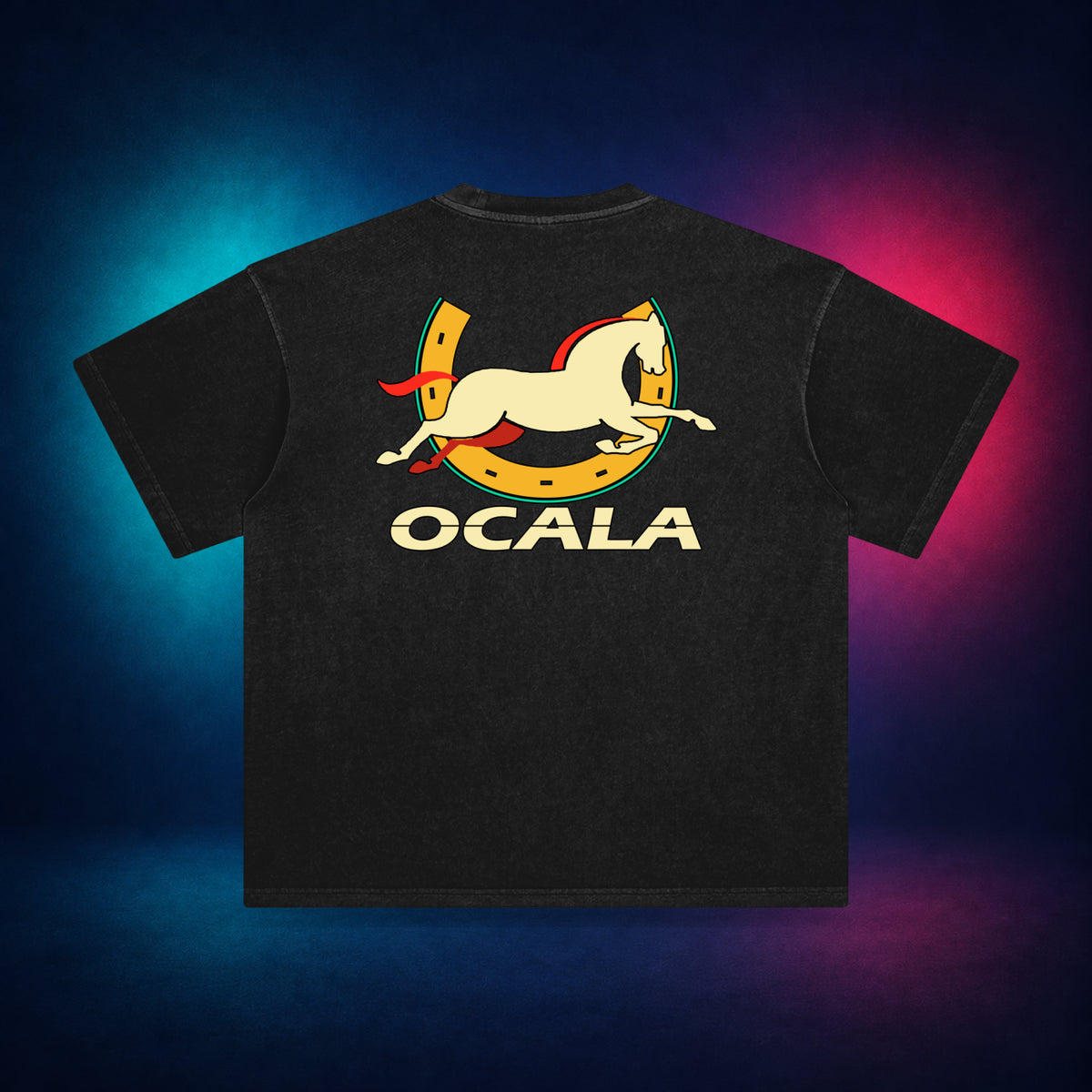 Ocala — Retro Black — back only print | Vision Neon midnight studio