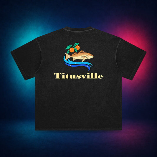 Titusville — Retro Black — large back print | Vision Neon midnight studio