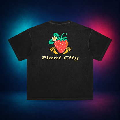 Plant City — Retro Black — large back print | Vision Neon midnight studio