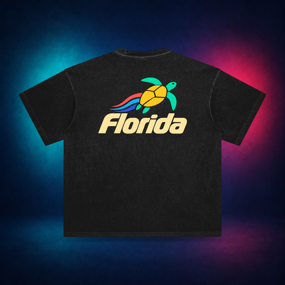Florida Sea Turtle — Retro Black — large back print | Vision Neon midnight studio
