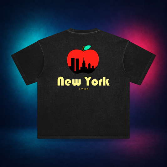 New York — Retro Black — large back print | Vision Neon midnight studio