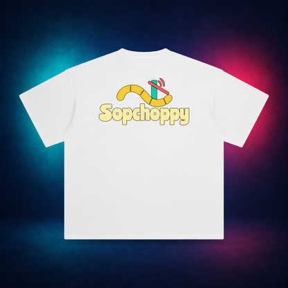 Sopchoppy — White — large back print | Vision Neon midnight studio