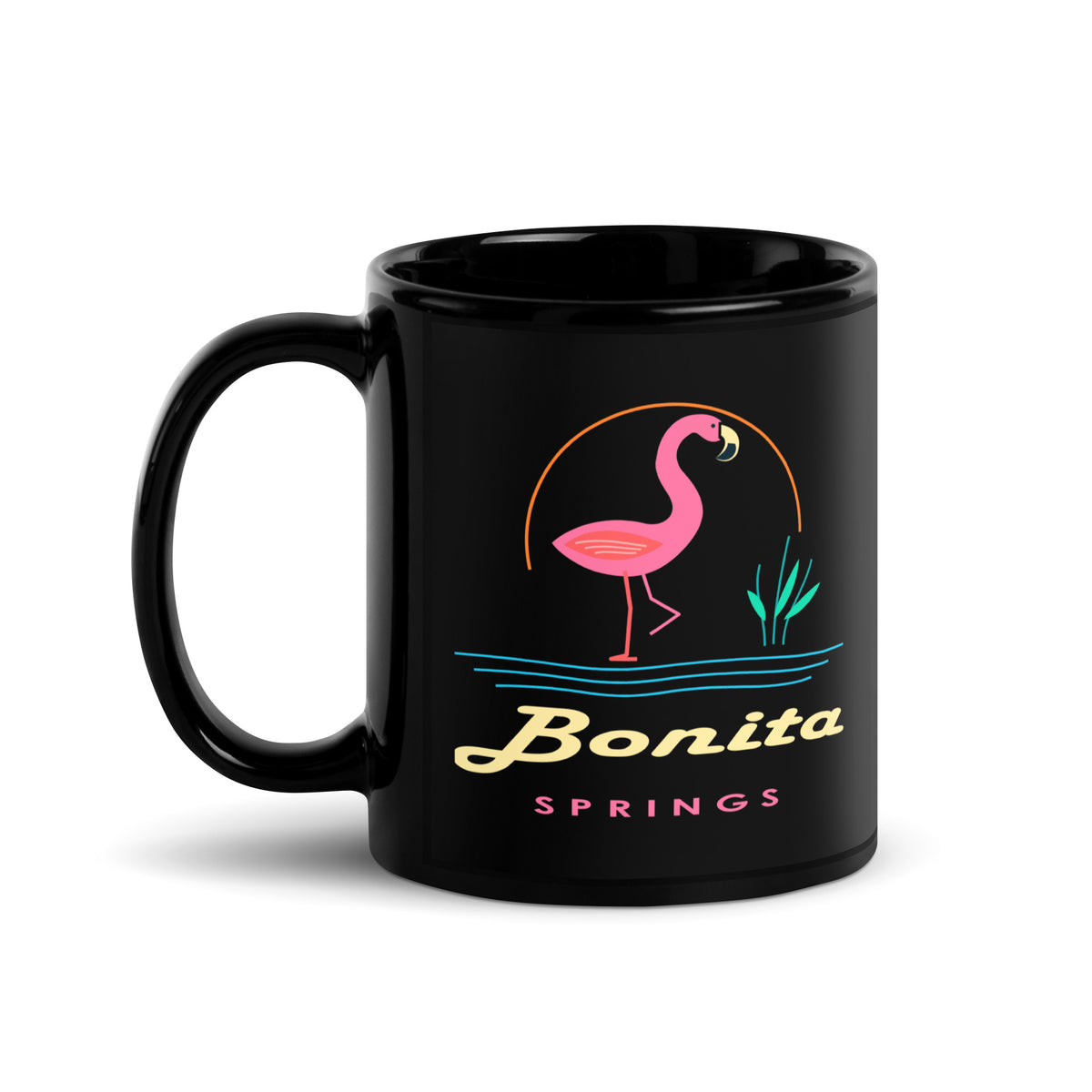 Bonita Springs — Black mug, 11 oz, logo on both sides