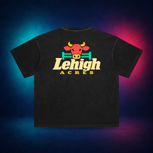Lehigh Acres — Retro Black — large back print | Vision Neon midnight studio