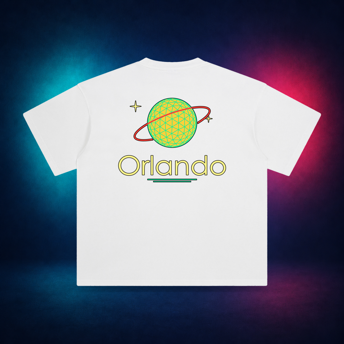 Orlando — White — large back print | Vision Neon midnight studio
