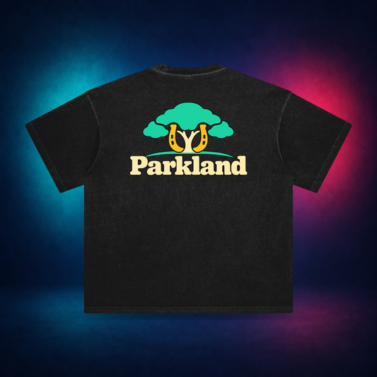 Parkland — Retro Black — large back print | Vision Neon midnight studio