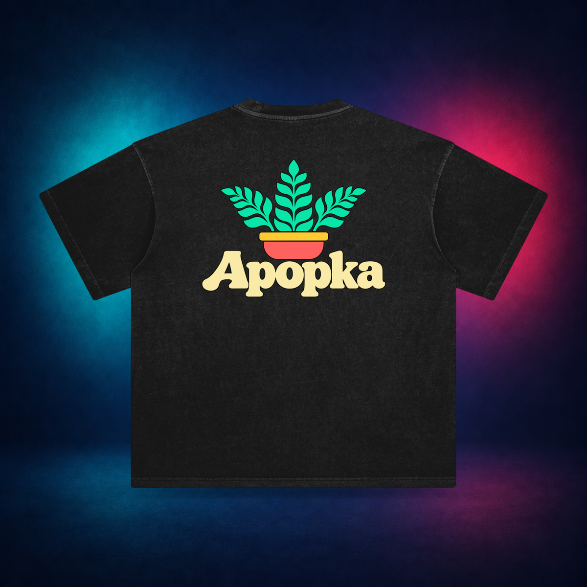 Apopka — Retro Black — large back print | Vision Neon midnight studio