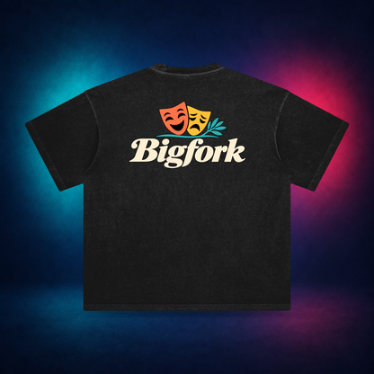 Bigfork — Retro Black — large back print | Vision Neon midnight studio