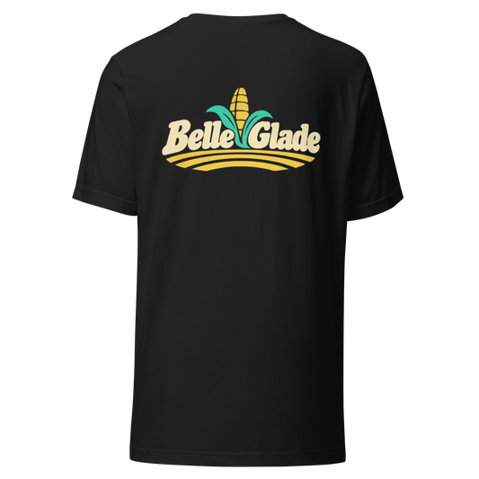 Belle Glade city shirt in Vintage Black, back view showing the main city design