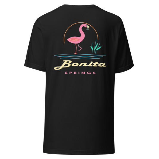 Bonita Springs city shirt in Vintage Black, back view showing the main city design