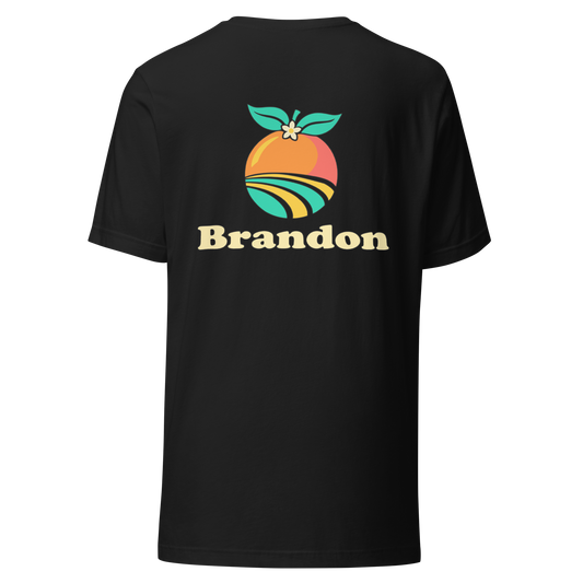 Brandon city shirt in Vintage Black, back view showing the main city design