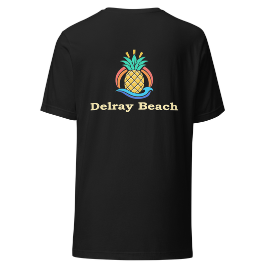 Delray Beach city shirt in Vintage Black, back view showing the main city design
