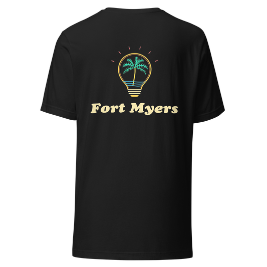 Fort Myers city shirt in Vintage Black, back view showing the main city design