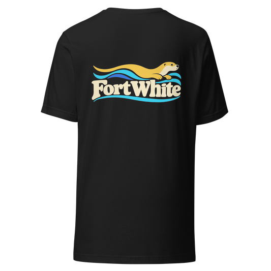 Fort White city shirt in Vintage Black, back view showing the main city design