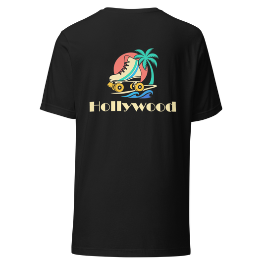 Hollywood city shirt in Vintage Black, back view showing the main city design