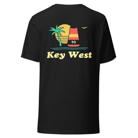 Key West city shirt in Vintage Black, back view showing the main city design