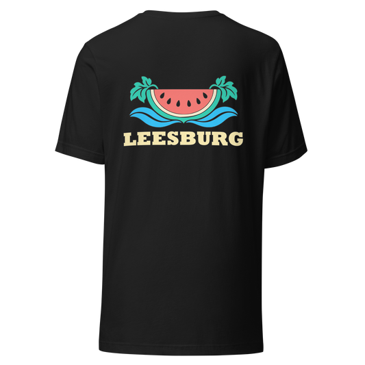 Leesburg city shirt in Vintage Black, back view showing the main city design