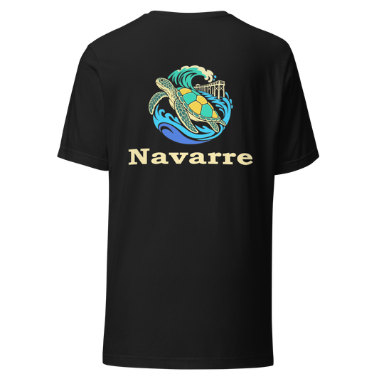 Navarre city shirt in Vintage Black, back view showing the main city design