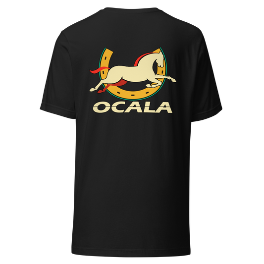 Ocala city shirt in Vintage Black, back view showing the main city design