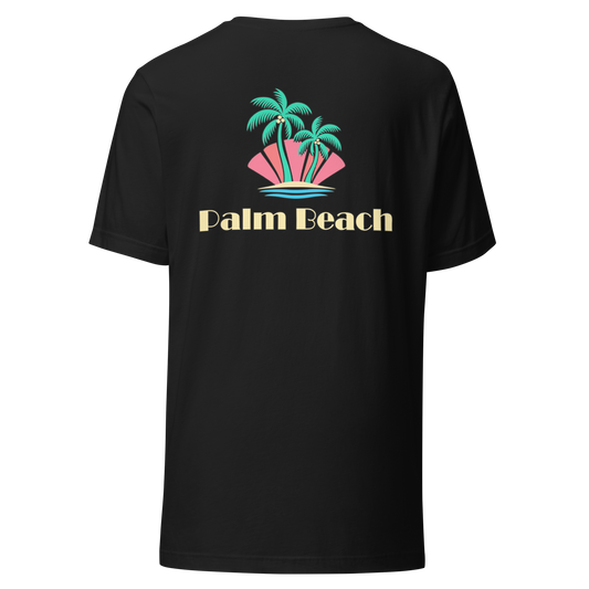 Palm Beach city shirt in Vintage Black, back view showing the main city design