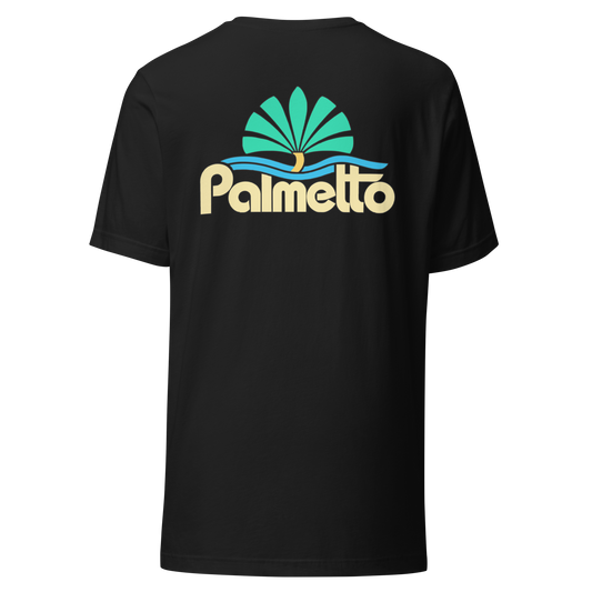 Palmetto city shirt in Vintage Black, back view showing the main city design