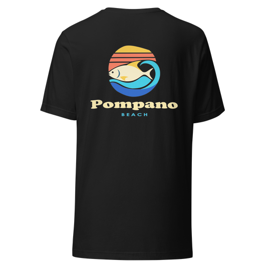 Pompano Beach city shirt in Vintage Black, back view showing the main city design