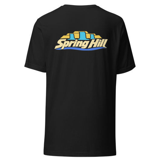 Spring Hill city shirt in Vintage Black, back view showing the main city design