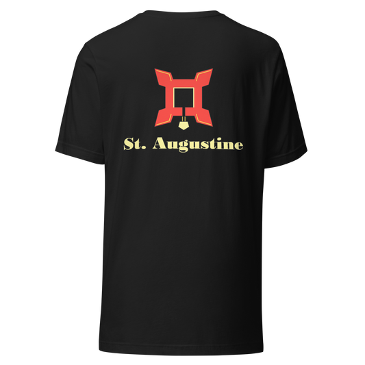 St.Augustine city shirt in Vintage Black, back view showing the main city design
