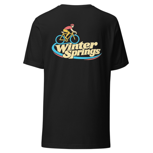 Winter Springs city shirt in Vintage Black, back view showing the main city design