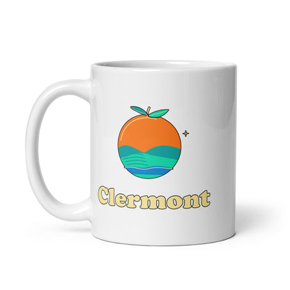 Clermont — White mug, 11 oz, left side, logo on both sides