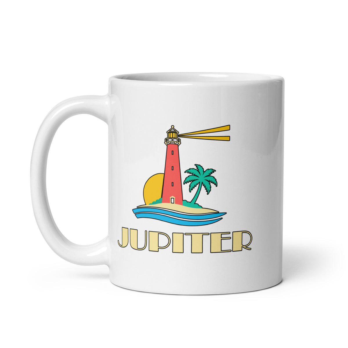 Jupiter — White mug, 11 oz, left side, logo on both sides