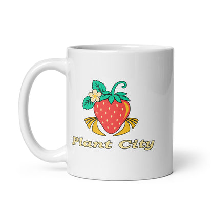 Plant City — White mug, 11 oz, left side, logo on both sides