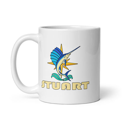 Stuart — White mug, 11 oz, left side, logo on both sides