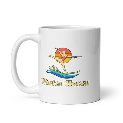 Winter Haven — White mug, 11 oz, left side, logo on both sides