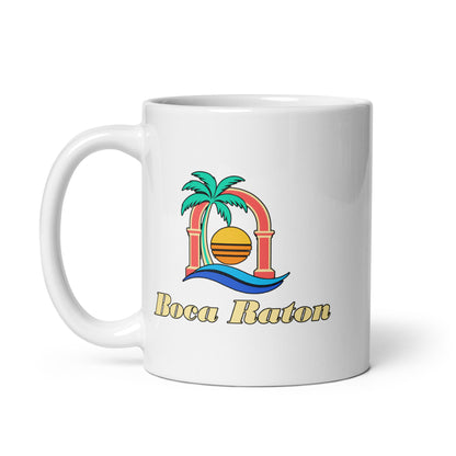 Boca Raton — White mug, 11 oz, left side, logo on both sides