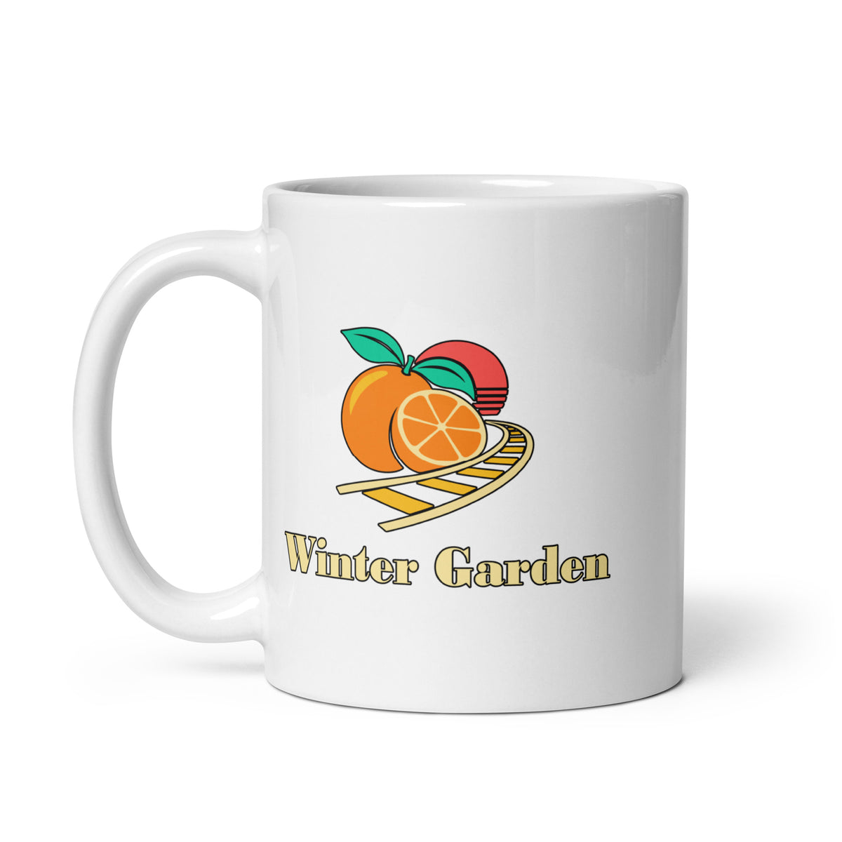 Winter Garden — White mug, 11 oz, left side, logo on both sides