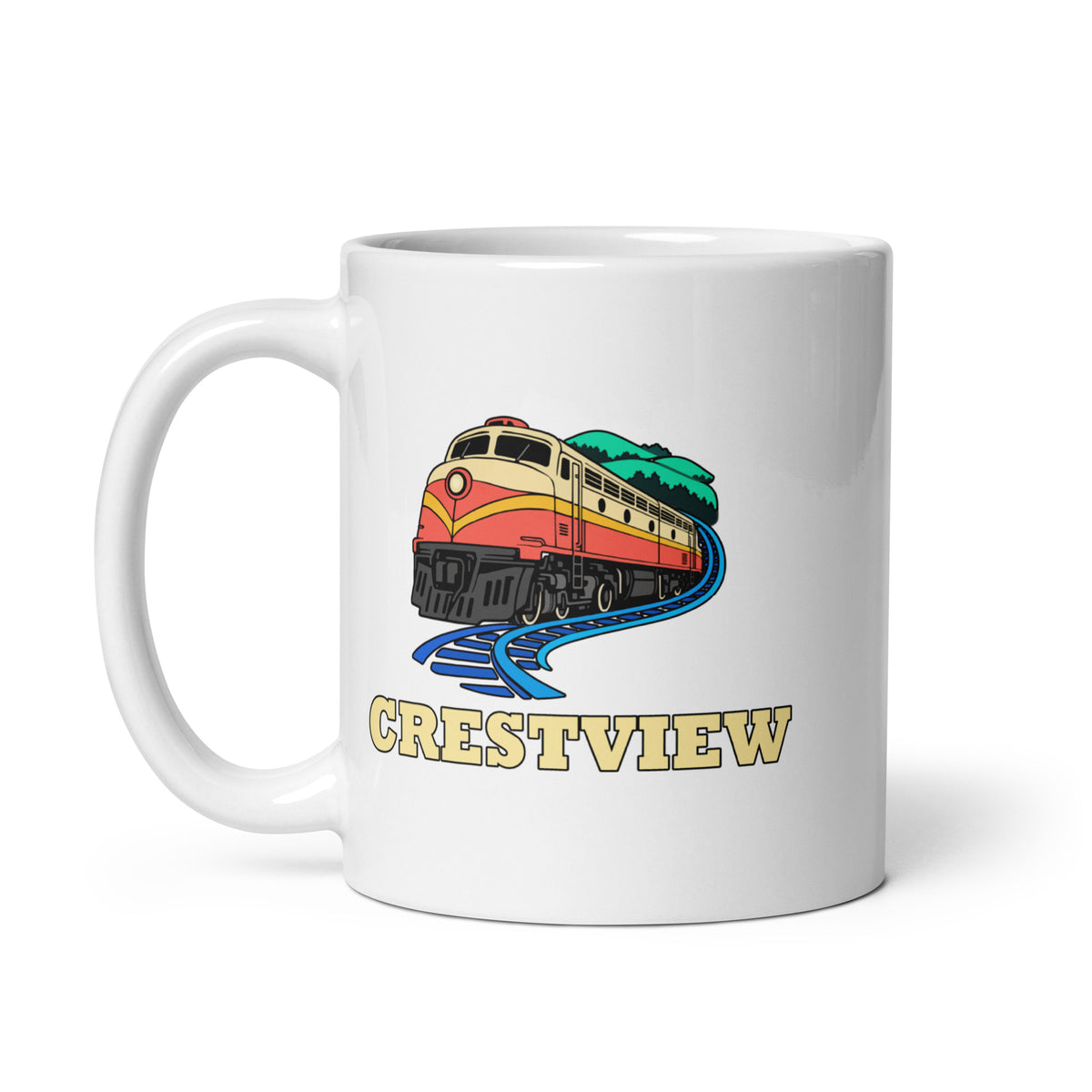 Crestview — White mug, 11 oz, left side, logo on both sides