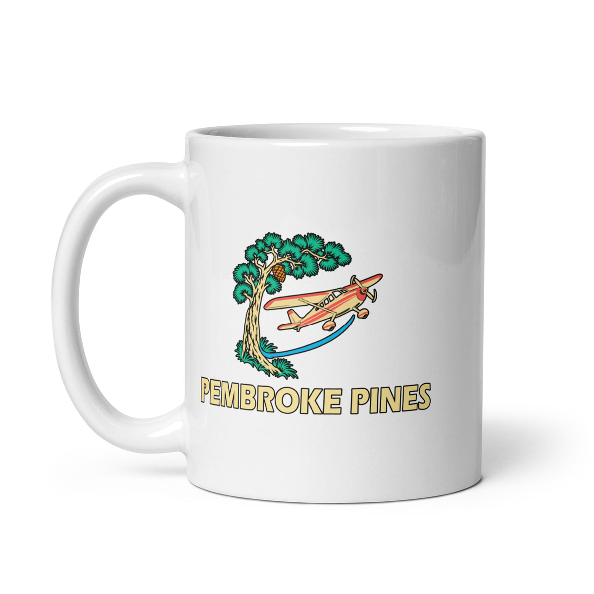 Pembroke Pines — White mug, 11 oz, left side, logo on both sides