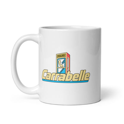 Carrabelle — White mug, 11 oz, left side, logo on both sides