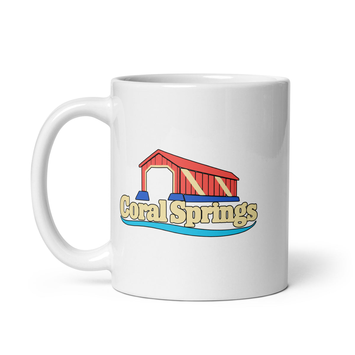 Coral Springs — White mug, 11 oz, left side, logo on both sides