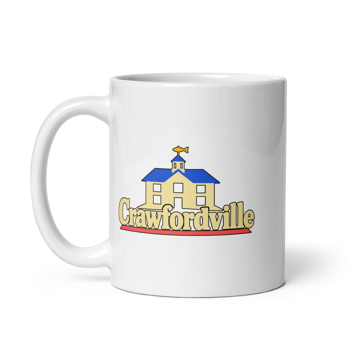 Crawfordville — White mug, 11 oz, left side, logo on both sides
