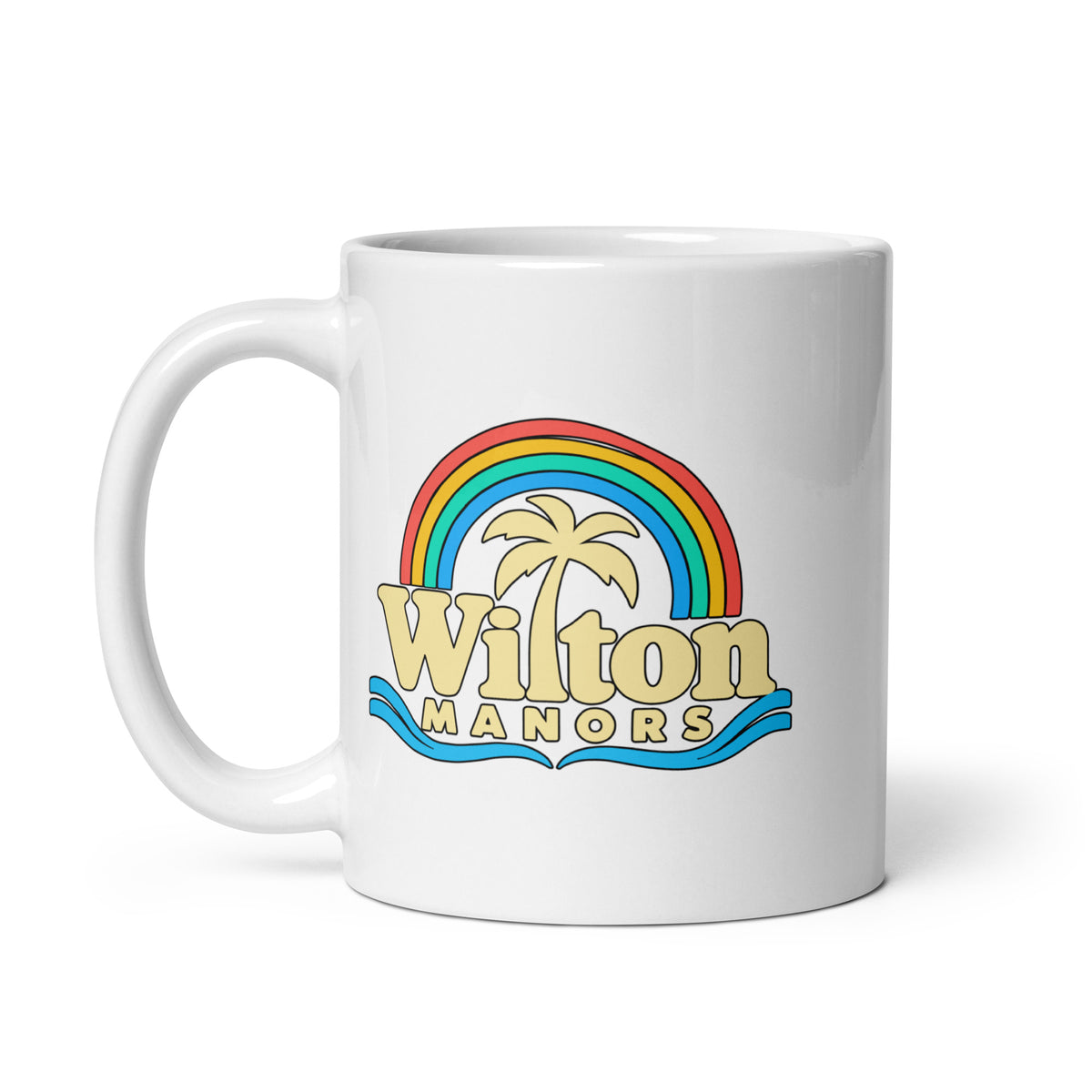Wilton Manors — White mug, 11 oz, left side, logo on both sides