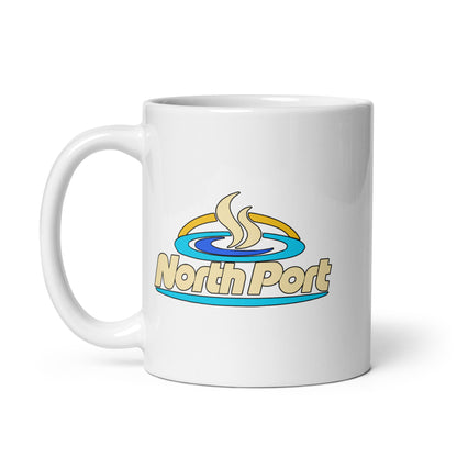 North Port — White mug, 11 oz, left side, logo on both sides