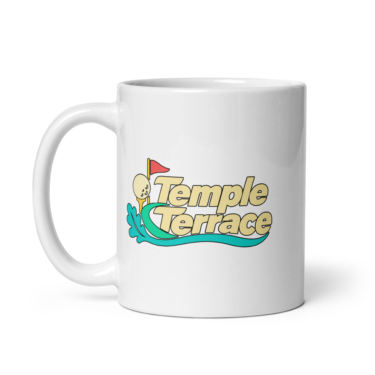 Temple Terrace — White mug, 11 oz, left side, logo on both sides