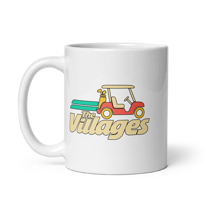 The Villages — White mug, 11 oz, left side, logo on both sides