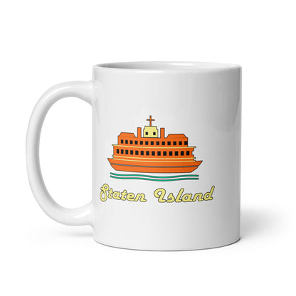 Staten Island — white mug, 11 oz, left side, logo on both sides
