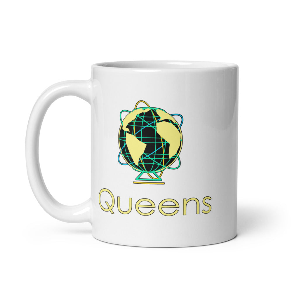 Queens — white mug, 11 oz, left side, logo on both sides