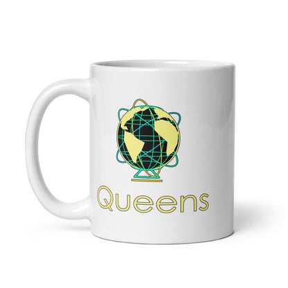 Queens — white mug, 11 oz, left side, logo on both sides
