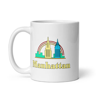 Manhattan — white mug, 11 oz, left side, logo on both sides