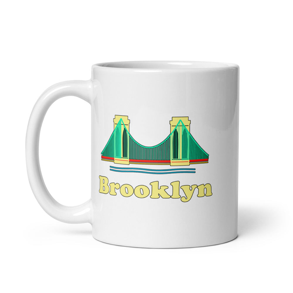 Brooklyn — white mug, 11 oz, left side, logo on both sides